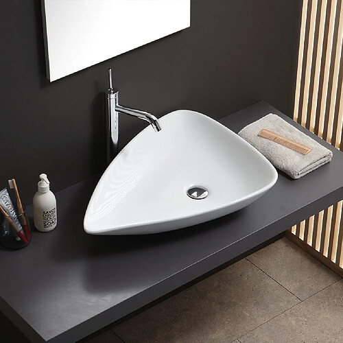 Kiamami Valentina LAVABO À POSER OVALE DESIGN MODERNE EN CÉRAMIQUE