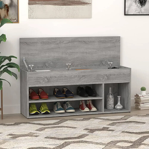 vidaXL Banc à chaussures Sonoma gris 105x30x45 cm Bois d'ingénierie