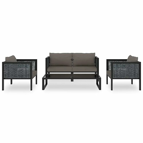 Maison Chic Salon de jardin 5 pcs + coussins - Mobilier/Meubles de jardin - Table et chaises d'extérieur Résine tressée Anthracite -MN92886