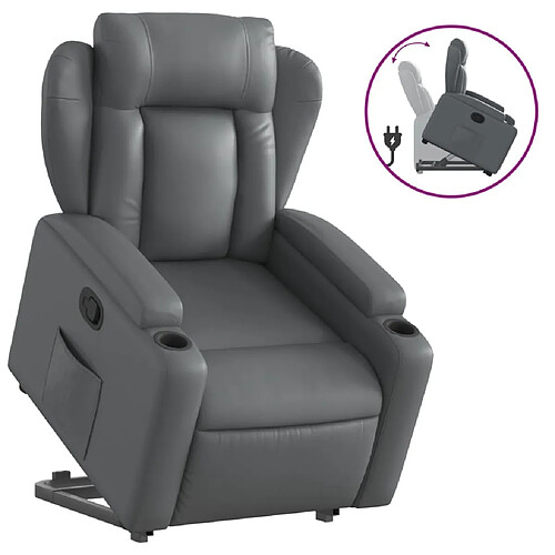 Maison Chic Fauteuil Relax pour salon, Fauteuil inclinable Gris Similicuir -GKD95485