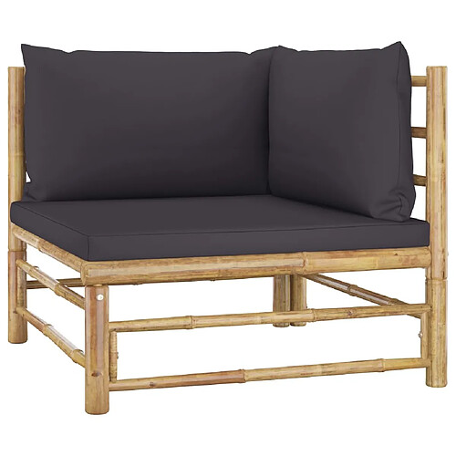 Maison Chic Salon de jardin 2 pcs avec coussins - Table et chaises d'extérieur - Mobilier/Meubles de jardin Moderne gris foncé Bambou -MN42308