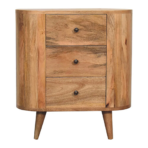 Artisan Furniture Cabinet mini en bois massif chêne avec 3 tiroirs, rangement chambre ou salon