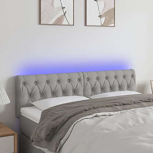 Maison Chic Tête de lit scandinave à LED,meuble de chambre Gris clair 144x7x78/88 cm Tissu -MN51150