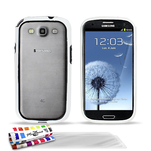 Muzzano Bumper + 3 Films SAMSUNG GALAXY S3 ""Hybrid"" Blanc