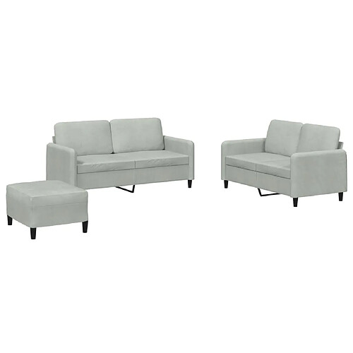 Maison Chic Ensemble de canapés 3 pcs, Canapé droit Sofa pour Salon gris clair velours -GKD373115