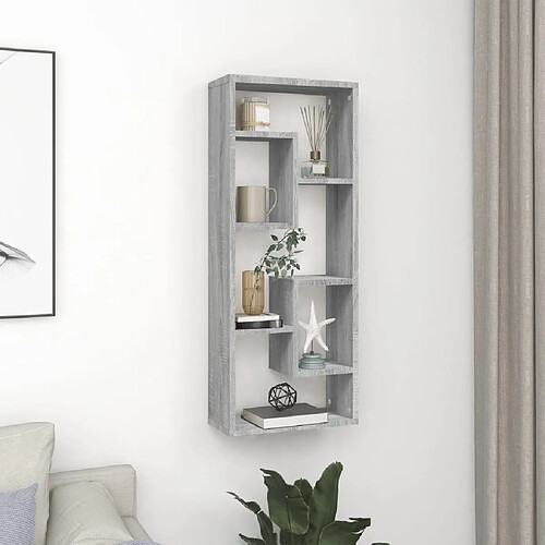 vidaXL Étagère murale Sonoma gris 36x16x90 cm Bois d'ingénierie