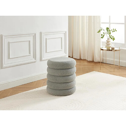 Vente-Unique Pouf en tissu bouclette gris ECAMBI