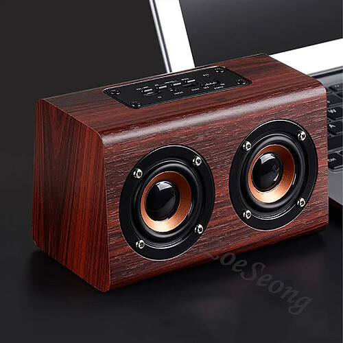 Universal Haut-parleur Bluetooth sans fil en bois rétro Haut-parleur portable Boîte à bras de caisson Support TF MP3 Player Card/USB Disk AUX | Haut-parleur portable (grain de bois marron)