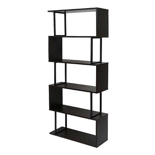 Decoshop26 Bibliothèque étagère autoportante meuble de rangement structure 3D 183x80cm 5 niveaux marron foncé métal noir 04_0001322