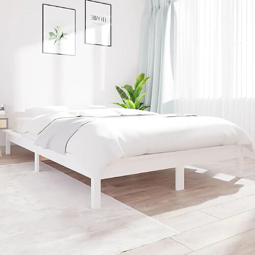 vidaXL Cadre de lit sans matelas blanc bois massif