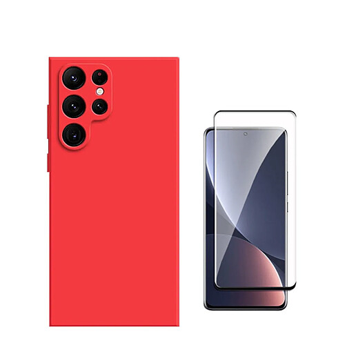 Kit de film en verre trempé de la couverture de 5D + couvercle de silicone liquide Phonecare pour Oppo Galaxy S24 Ultra 5G - Rouge