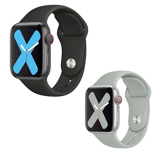 Kit 2x Bracelet En Silicone Lisse Phonecare Pour Apple Watch Series 4 - 40mm - Noir / Gris