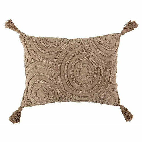 Paris Prix Coussin Déco à Pompons Cercle 40x60cm Beige