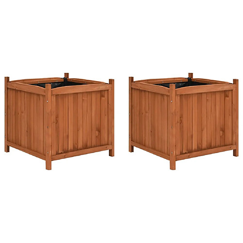 vidaXL Jardinières surélevées 2 pcs 50x50x50 cm Bois de sapin