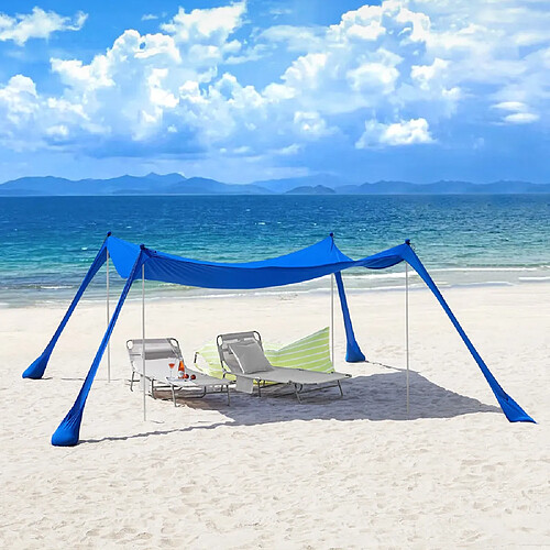 SoBuy OZT02-DB Tente de Plage Portable, Abris de Plage Lycra Polyester Anti UV UPF30, Parasol de Plage, Idéal pour Les Plages, la pêche, Les Pique-niques Bleu Royal