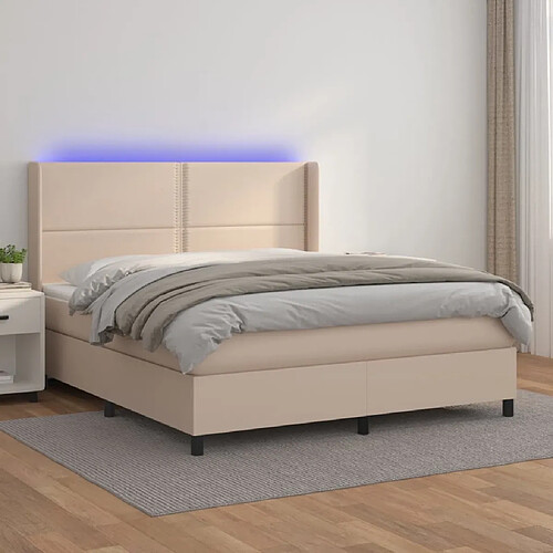 Sommier à lattes et matelas LED,Cadre à lattes de lit pour Adulte Cappuccino 160x200 cm -MN81469