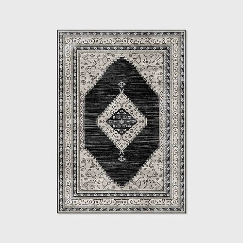 Universal Tapis bohème rétro 120x160cm grande surface tapis de sol cuisine non coulissant plaid absorbant sol tapis tatami | Tapis(Le noir)