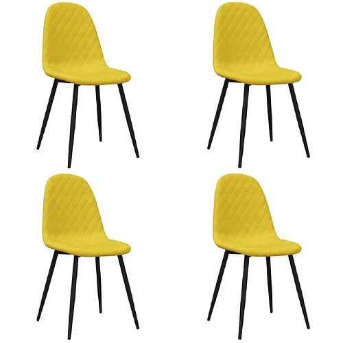 Maison Chic Lot de 4 Chaises à manger | Chaise de salle à manger cuisine Jaune moutarde Velours -GKD60124