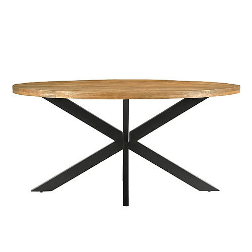 Moloo BARI-Table à manger Ovale 6 personnes, L160 cm, Manguier, métal noir