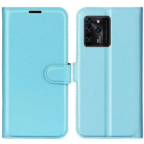 Etui en PU texture litchi avec support, bleu pour votre ZTE Blade V30