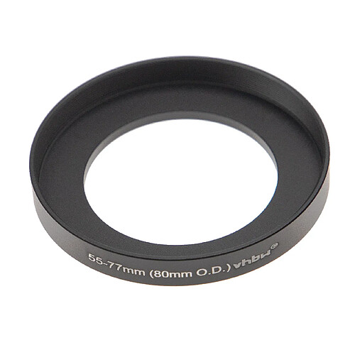 vhbw Bague d'adaptation de filtre Step-Up de 55 mm vers 77 mm compatible avec boîte mate (matte box) 80 mm O.D. - Adaptateur, aluminium, noir-mat