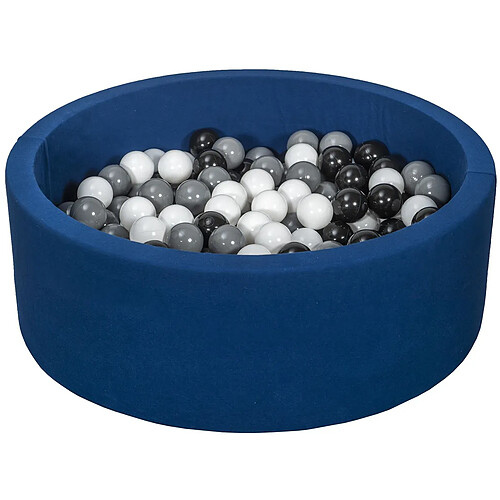 Velinda Piscine à balles Aire de jeu + 200 balles bleu marine noir,blanc,gris