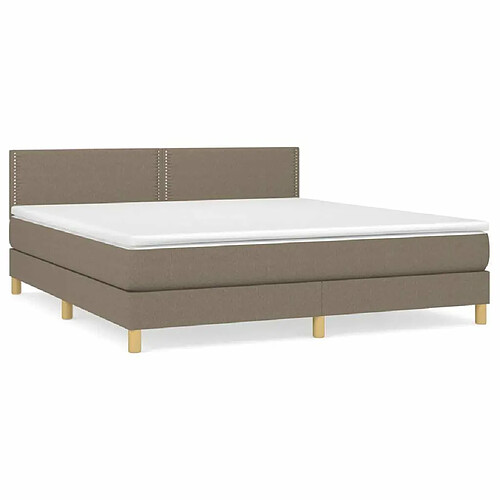 Maison Chic Lit adulte- Lit + matelas,Sommier à lattes de lit avec matelas Taupe 180x200 cm Tissu -GKD34303