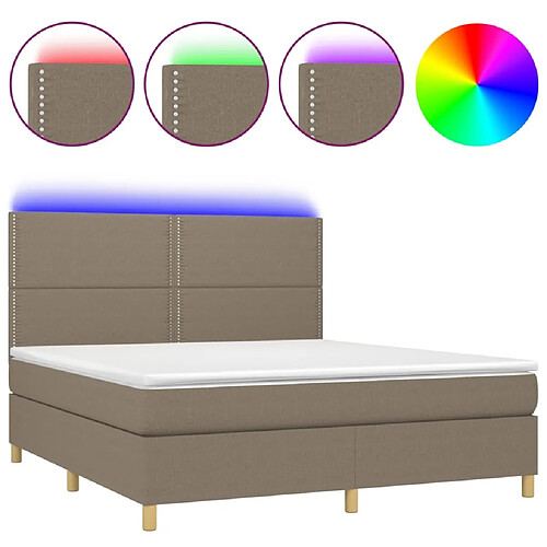 Maison Chic Lit adulte- Lit + matelas,Sommier à lattes de lit et matelas et LED Taupe 180x200cm Tissu -GKD48099