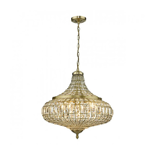 Luminaire Center Suspension Asmara Cuivres Antique,cristal 6 ampoules 53cm