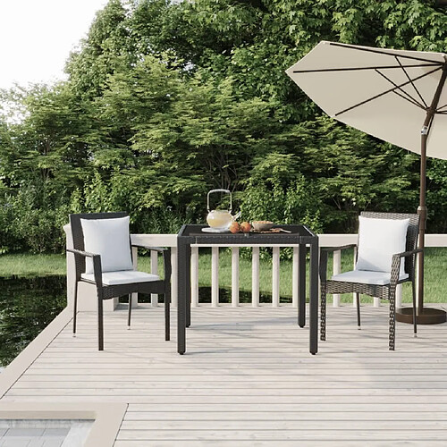 Salle à manger de jardin 3 pcs avec coussins,Table et chaise à dîner Noir -MN63239