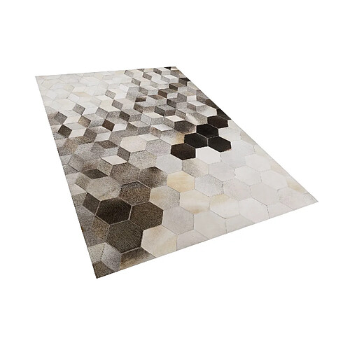 Beliani Tapis en cuir gris et blanc 140 x 200 cm SASON