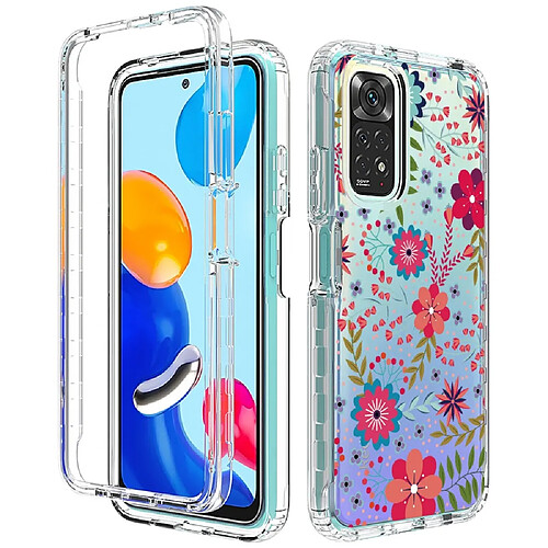 Coque en TPU anti-chute, anti-rayures pour votre Xiaomi Redmi Note 11S 4G/Note 11 4G (Qualcomm) - fleur et feuille