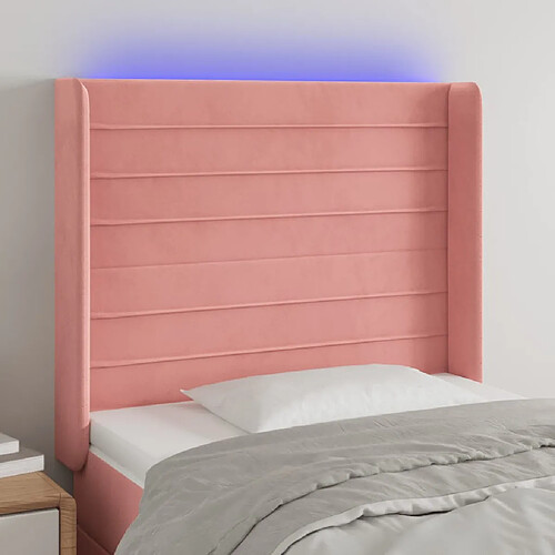 vidaXL Tête de lit à LED Rose 103x16x118/128 cm Velours