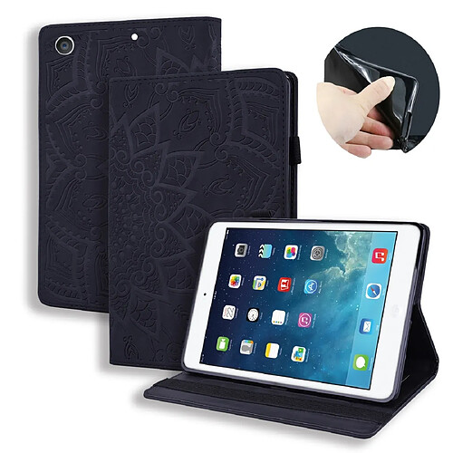 Wewoo Housse Étui Coque Pour iPad 10.2 pouces 2019 Motif mollet Etui en cuir gaufré à double rabat avec porte-carte et fentes cartes et fente stylo et bande élastique Noir