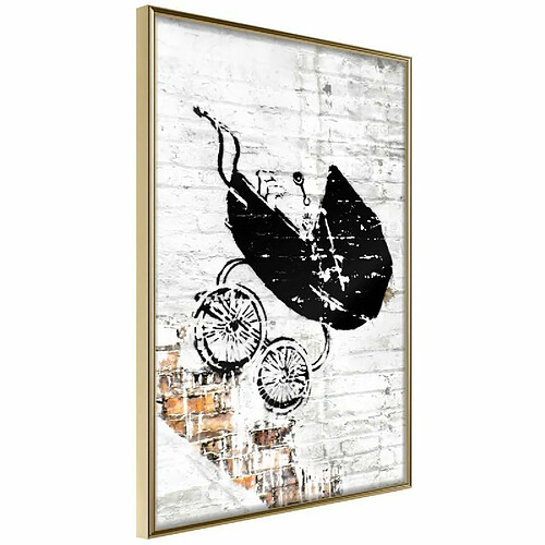 Paris Prix Affiche Murale Encadrée Banksy Baby Stroller 20 x 30 cm Or