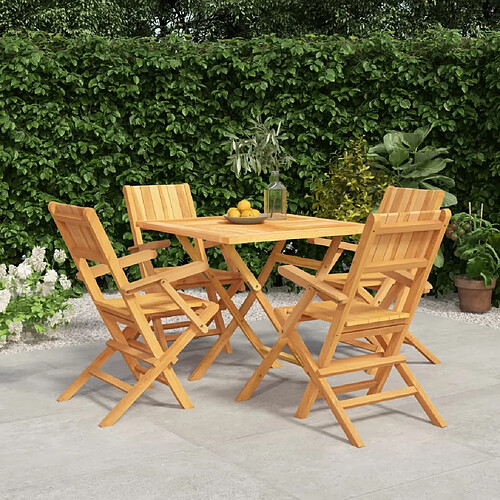 Salle à dîner de jardin 5 pcs,Table et chaise à manger Bois de teck massif -MN72221