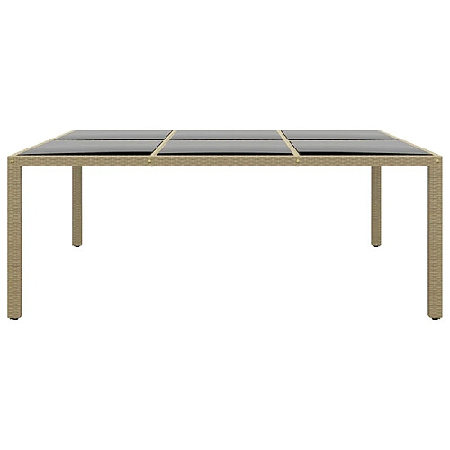 Maison Chic Table de jardin | Table d'extérieur 200x150x75 cm Verre trempé/résine tressée Beige -GKD99826