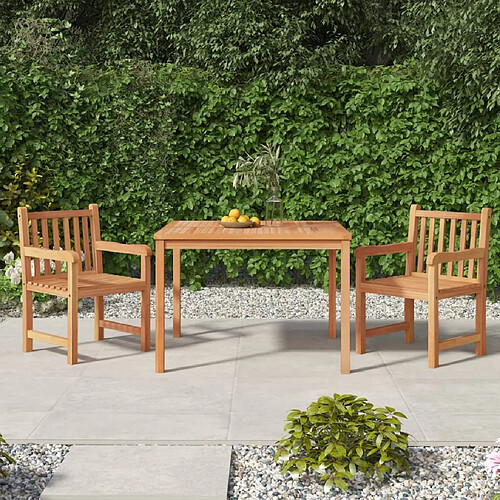 Salle à dîner de jardin 3 pcs,Table et chaise à manger Bois de teck massif -MN87185