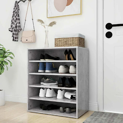 Maison Chic Armoire à Chaussures Gris béton,Meuble de Rangement à Chaussures 60x35x70 cm Aggloméré -MN81012