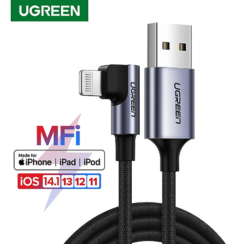 Universal Câble de données USB noir Câble de chargeur de téléphone pour 12 Mini Pro Max 2.4A câble de données de charge rapide éclair