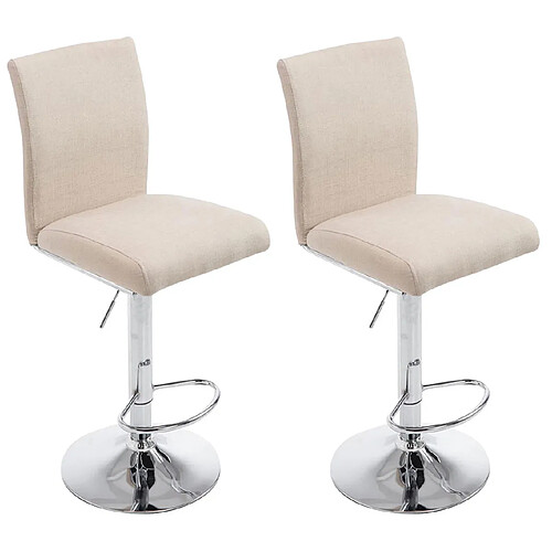 Decoshop26 Lot de 2 tabourets de bar avec repose-pieds et dossier design moderne tissu crème 10_0000724