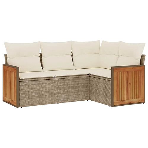 Maison Chic Salon de jardin avec coussins 4 pcs | Ensemble de Table et chaises | Mobilier d'Extérieur beige résine tressée -GKD61375