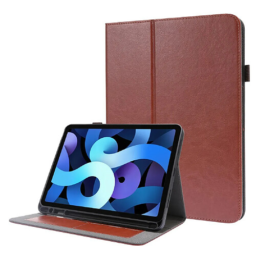 Etui en PU conception à deux volets de texture de cheval fou marron pour votre Apple iPad Air (2020)/iPad Pro 11 pouces (2020)