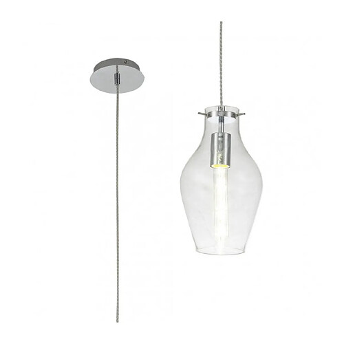 Luminaire Center Suspension design 1 ampoule Chrome poli