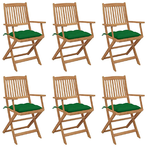 vidaXL Chaises pliables de jardin lot de 6 avec coussins Bois d'acacia