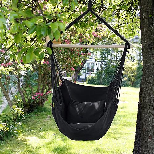 Ecd Germany Hamac chaise anthracite balançoire suspendue siège jardin camping 2 oreillers