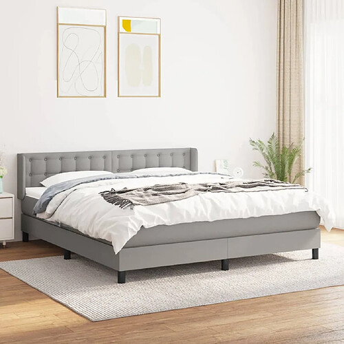 vidaXL Sommier à lattes de lit avec matelas Gris clair 160x200cm Tissu