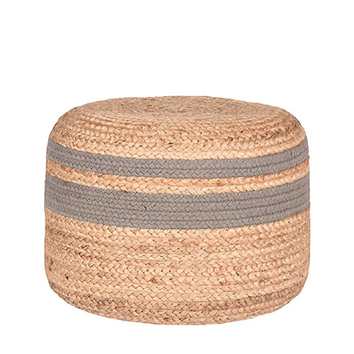 LABEL51 Pouf Jute tressé Gris et naturel