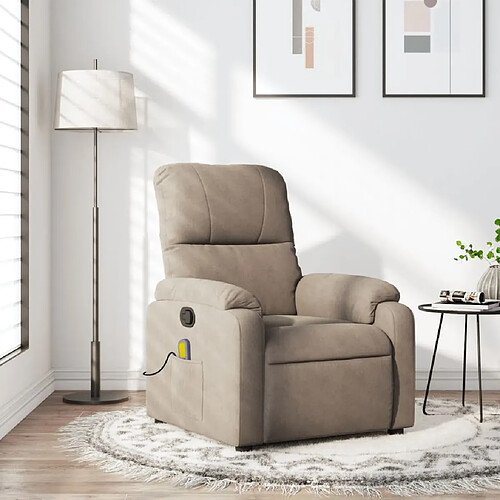 vidaXL Fauteuil inclinable de massage taupe tissu microfibre