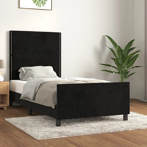 Maison Chic Lit adulte - Cadre Structure de lit avec tête de lit Contemporain Noir 90x190 cm Velours -MN58590